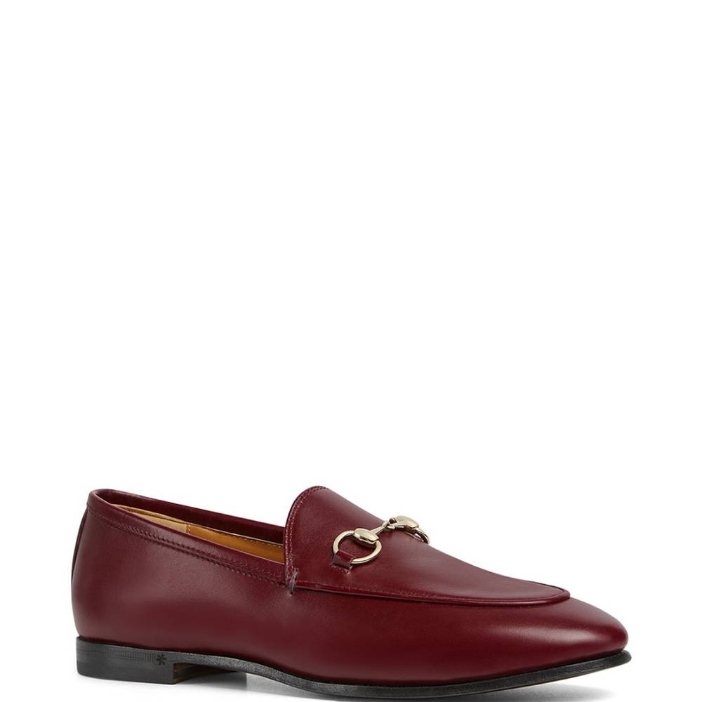 Gucci Jordaan Horsebit Leather Loafers - Burgundy